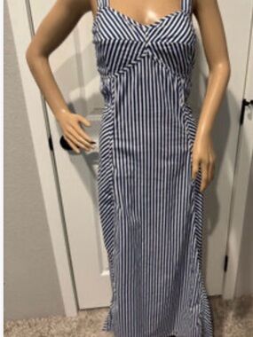 Jessica Simpson Blue and White Striped Maxi Dress